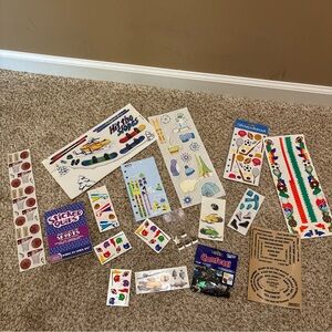 Lot of misc. sports stickers, embellishments, etc incl. winter sports